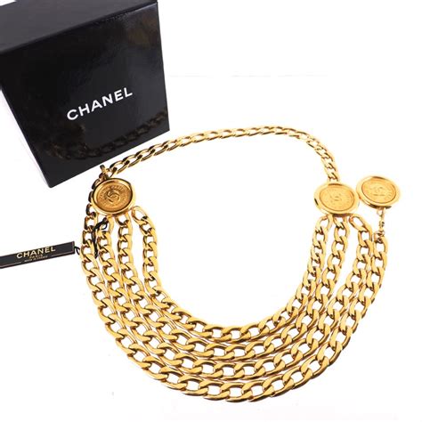 chanel triple chain|authentic chanel necklace for sale.